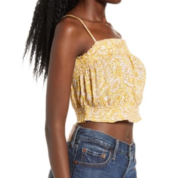 Billabong Straight Seas Floral Crop Top Vintage Yellow Size Large NWT - Picture 3 of 7